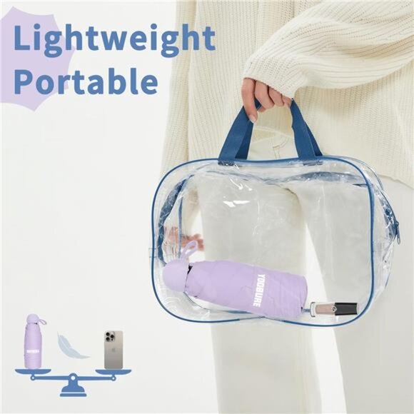 Mini Travel Umbrella Compact Lightweight UV Protection Folding Small Rain Umbrel - Picture 5 of 7